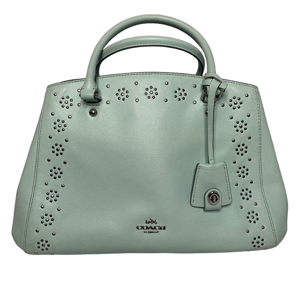 Coach Sea Glass Margot Studded Embellished Leather Satchel